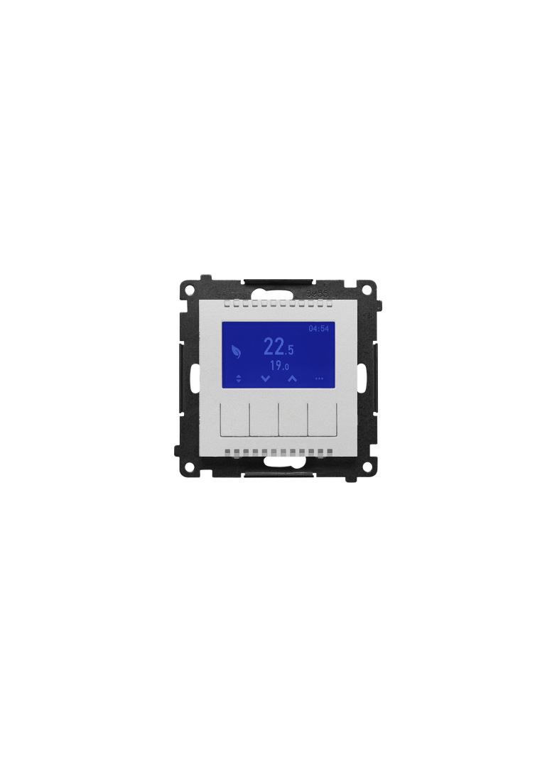 Simon 55 Termostat programowalny z wyświetlaczem Aluminium mat TETD1A.01/143 KONTAKT