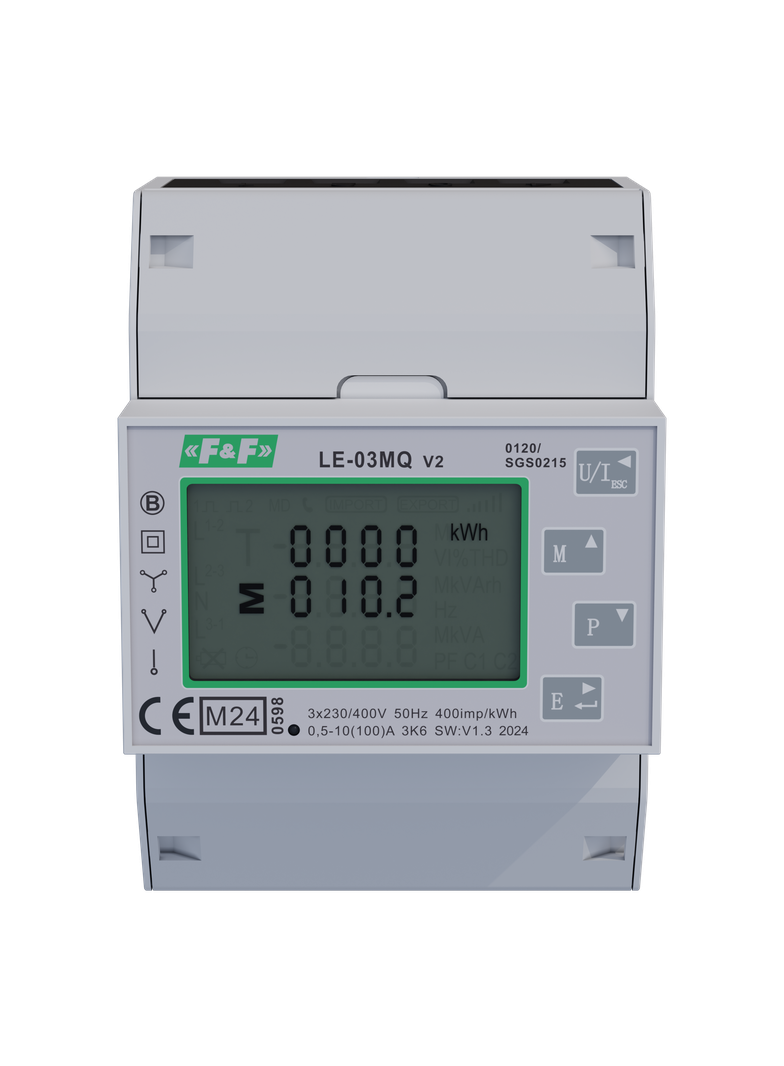 Trójfazowy licznik zużycia energii czynnej i biernej, Modbus RTU, 100(5)A; MID