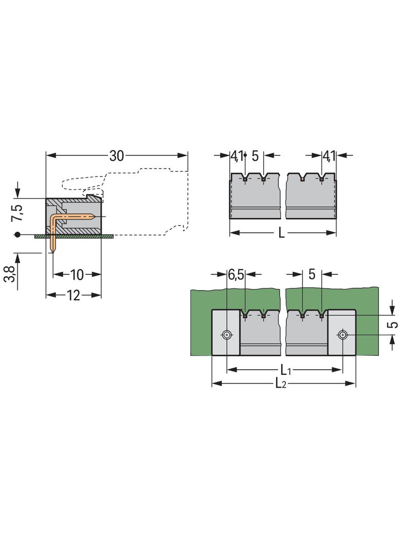 MCS-MIDI Classic wtyk 15-bieg. szary raster 5 mm