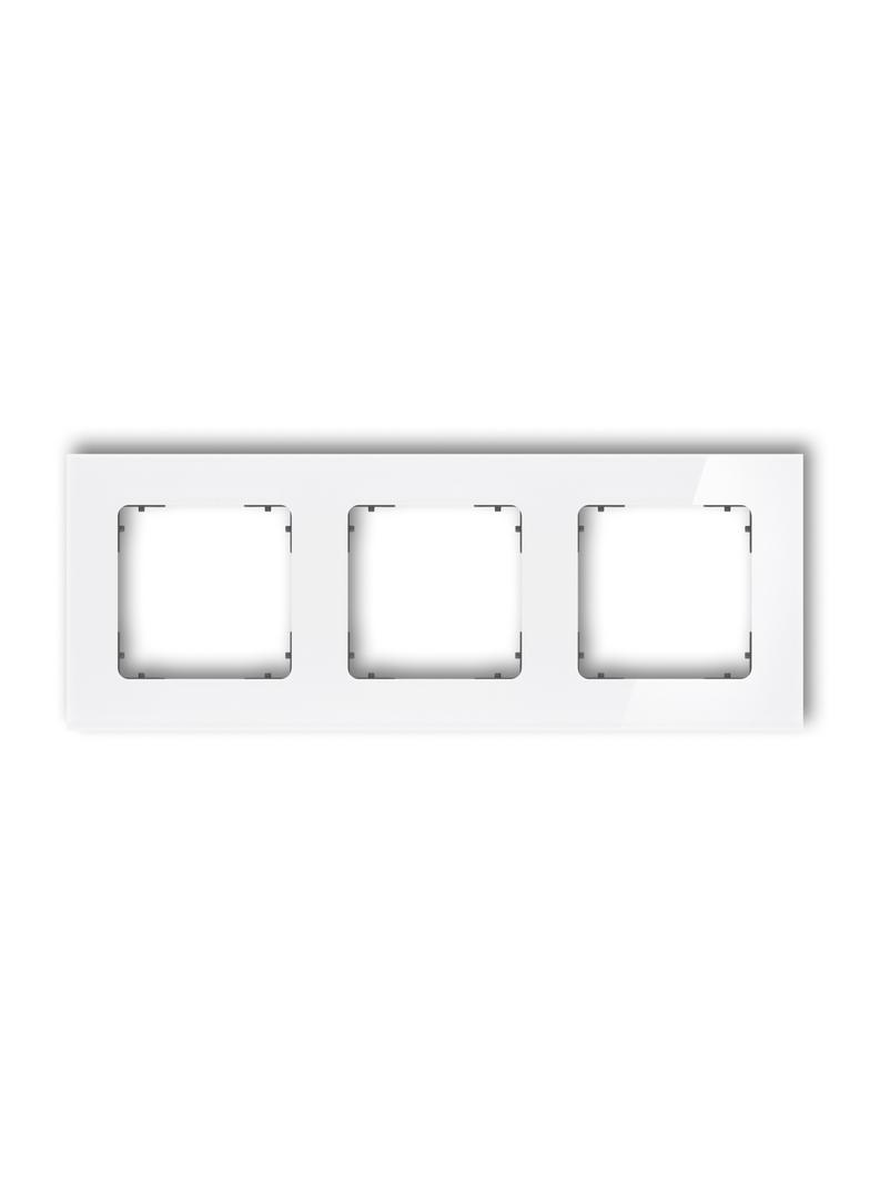 ICON Ramka uniwersalna potrójna kwadratowa - efekt szkła (ramka: biała; spód: grafitowy mat) biały