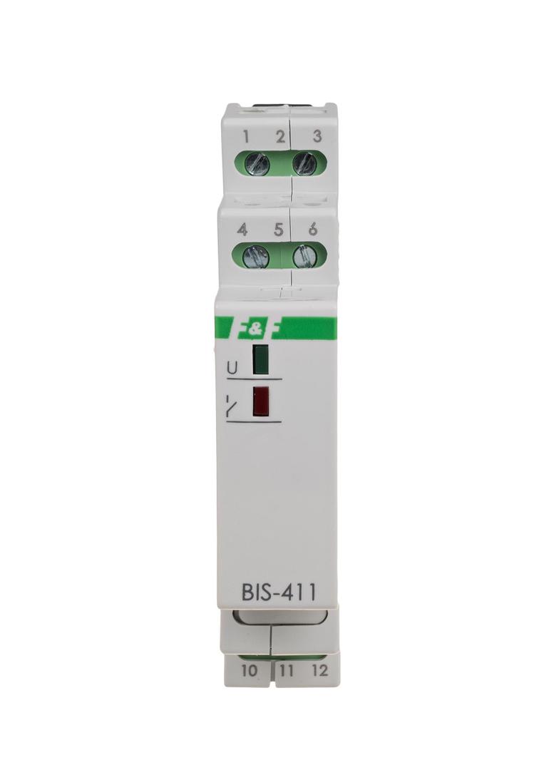Przekaźnik bistabilny z pamięcią montaż na szynie DIN 230V z przekaźnikiem inrush 160A/20ms BIS-411M-LED F&F