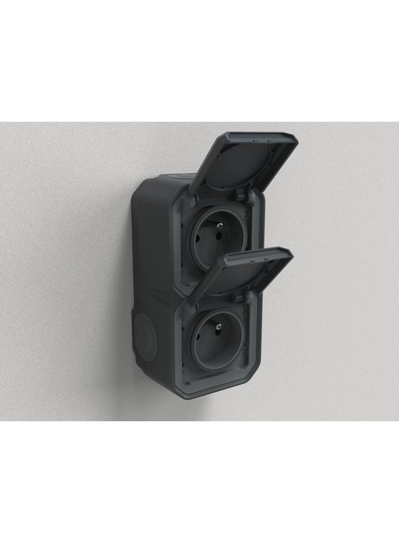 NOWE PLEXO - GNIAZDO 2X2P+Z PIONOWE MECHANIZM 16 A - 250 V~ ANTRACYT
