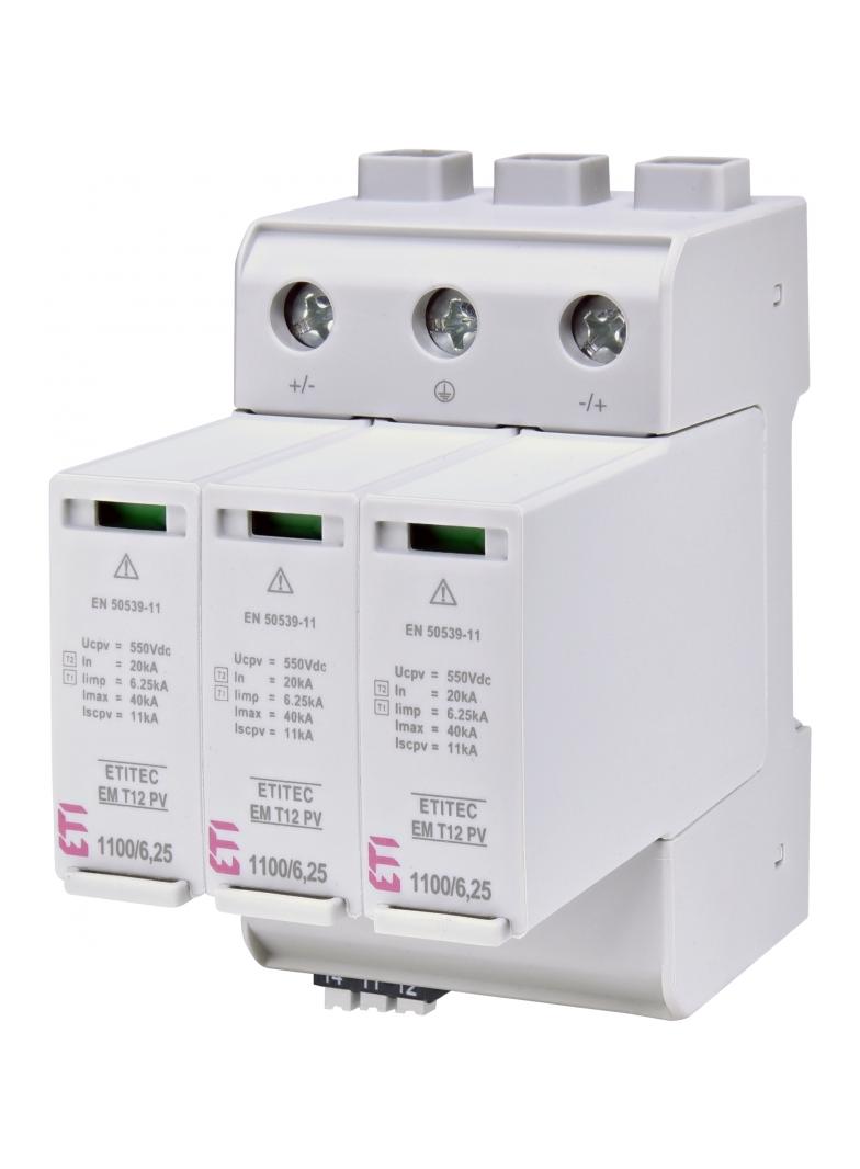 Ogranicznik przepięć T1 T2 (B C) - do systemów PV TEC EM T12 PV 1100/6,25 Y RC 002440581 ETI