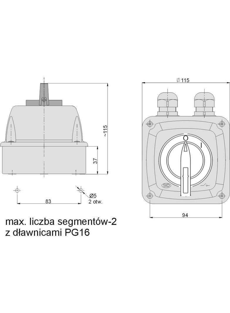 Łuk 40-13/5 Włącz-wyłącz  0-I na kłódkę IP-44