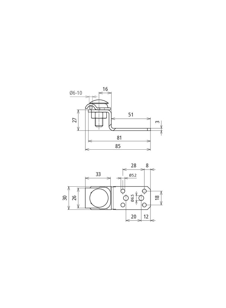 Łącznik Z do mocowania z zaciskiem, Alu-St/tZn