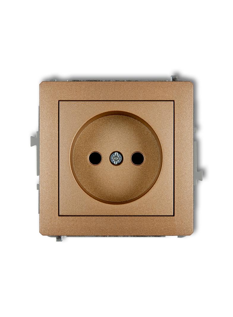 DECO Mechanizm gniazda pojedynczego bez uziemienia 2P (przesłony torów prądowych) złoty metalik