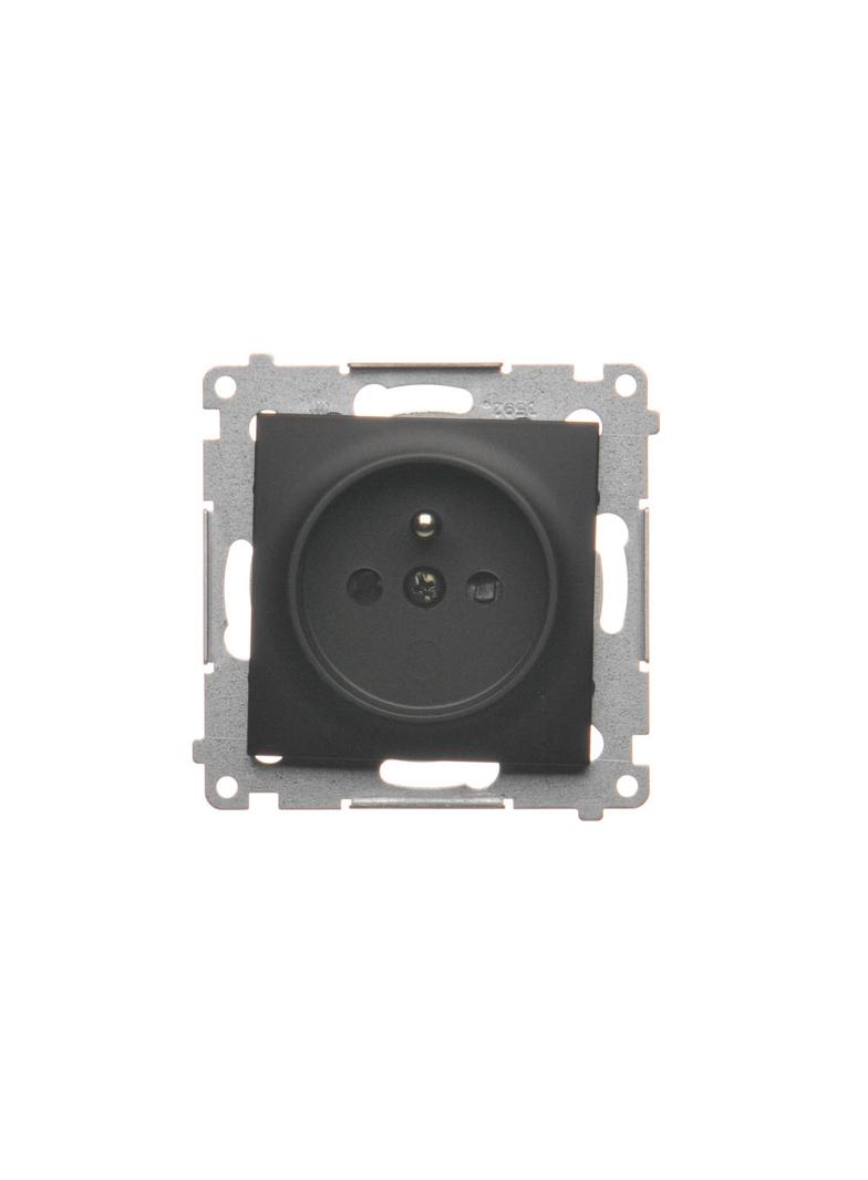 Simon 54 Gniazdo z/u i przesłonami 16A z. śrub. czarny