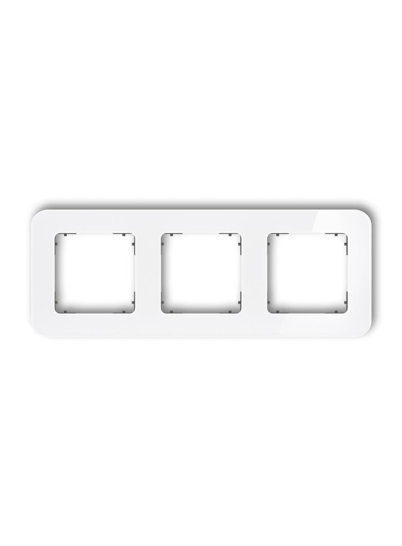 ICON Ramka uniwersalna potrójna zaokrąglona - efekt szkła (ramka: biała; spód: grafitowy mat) biały