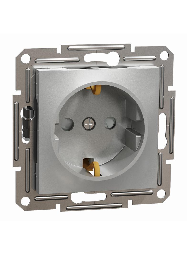 Asfora, gniazdo pojedyncze schuko, z przesłonami, aluminium