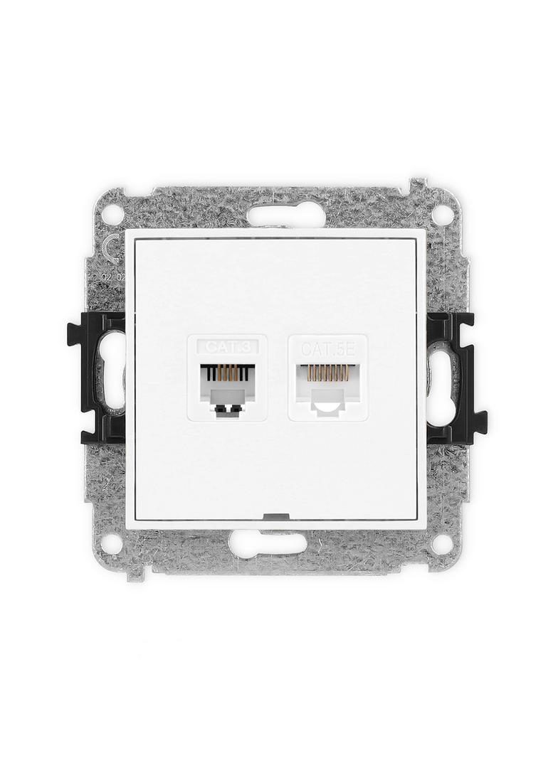 MINI Mechanizm gniazda telefonicznego pojedynczego 1xRJ11 + komputerowego pojedynczego 1xRJ45, kat.