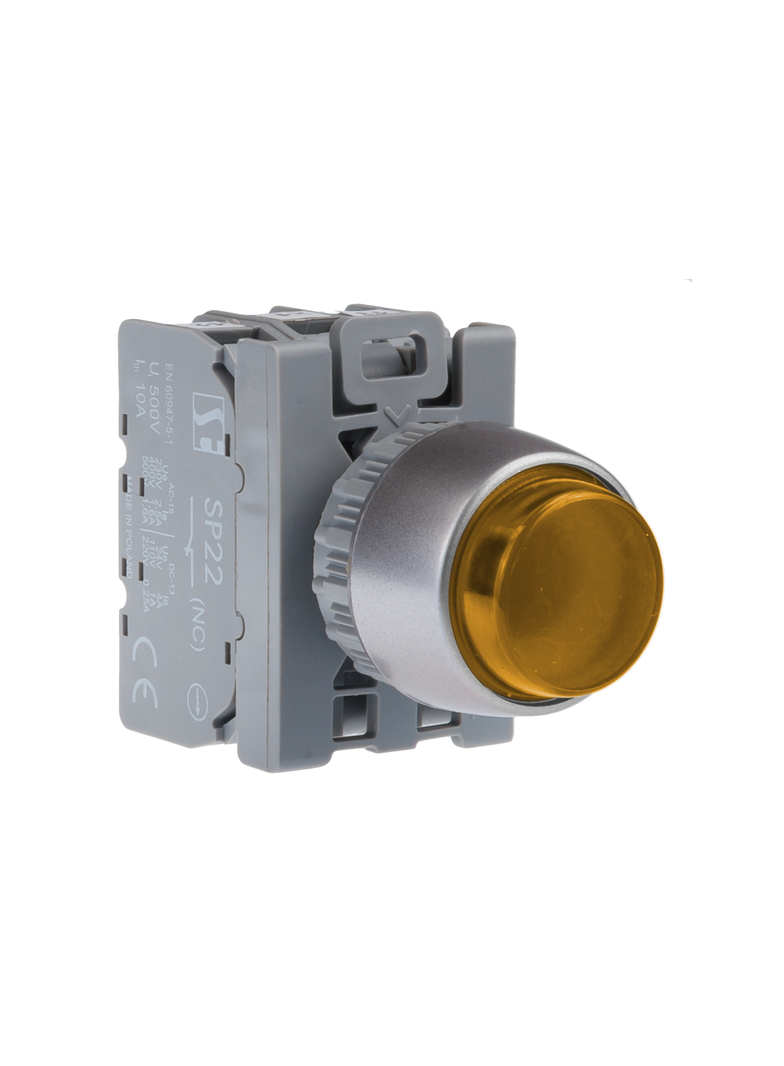 PRZYCISK WYSTAJ PODŚW  ŻÓŁTY    1ZW  AC(24V-230V),DC(24V-110V)