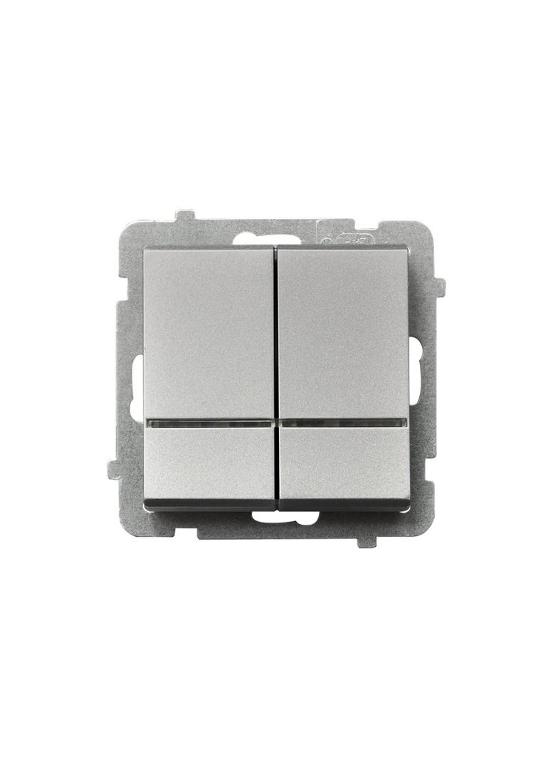 SONATA Łącznik dwugrupowy świecznikowy z podświetleniem niebieskim - kolor srebro mat