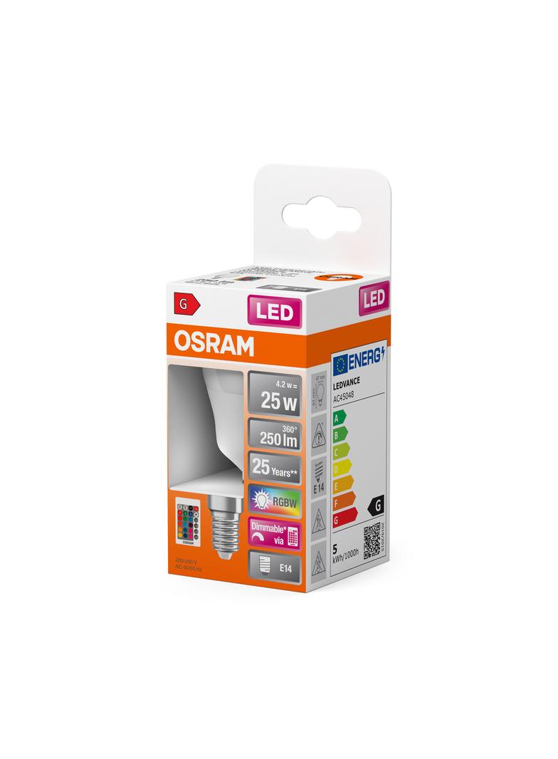 Lampa LED STAR+ CL P RGBWFR 25 dimmable via remote control 4,5W 827 E14