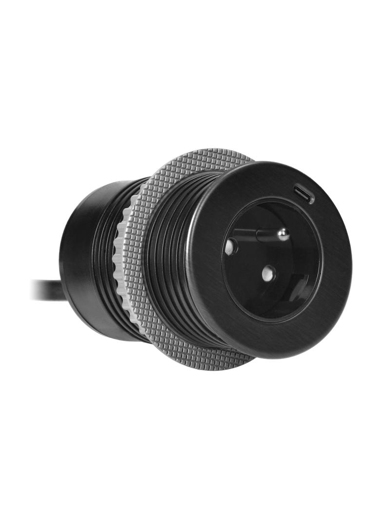 Gniazdo meblowe O6cm wpuszane w blat z ładowarką USB z gniazdem typu C i przejściówką USB C-A oraz z OR-GM-9018 ORNO