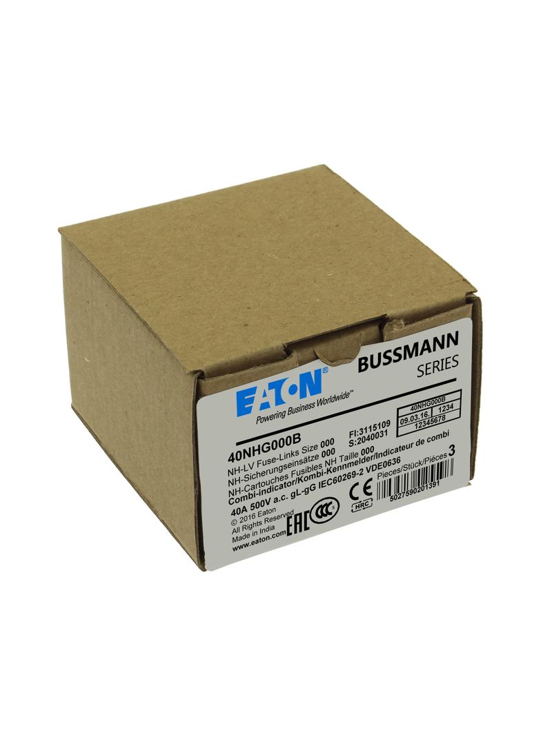 NH FUSE 40A 500V GG/GL SIZE 000 Wkładka NH000 40A 500V GL/GG podwójny wskaźnik 40NHG000B EATON