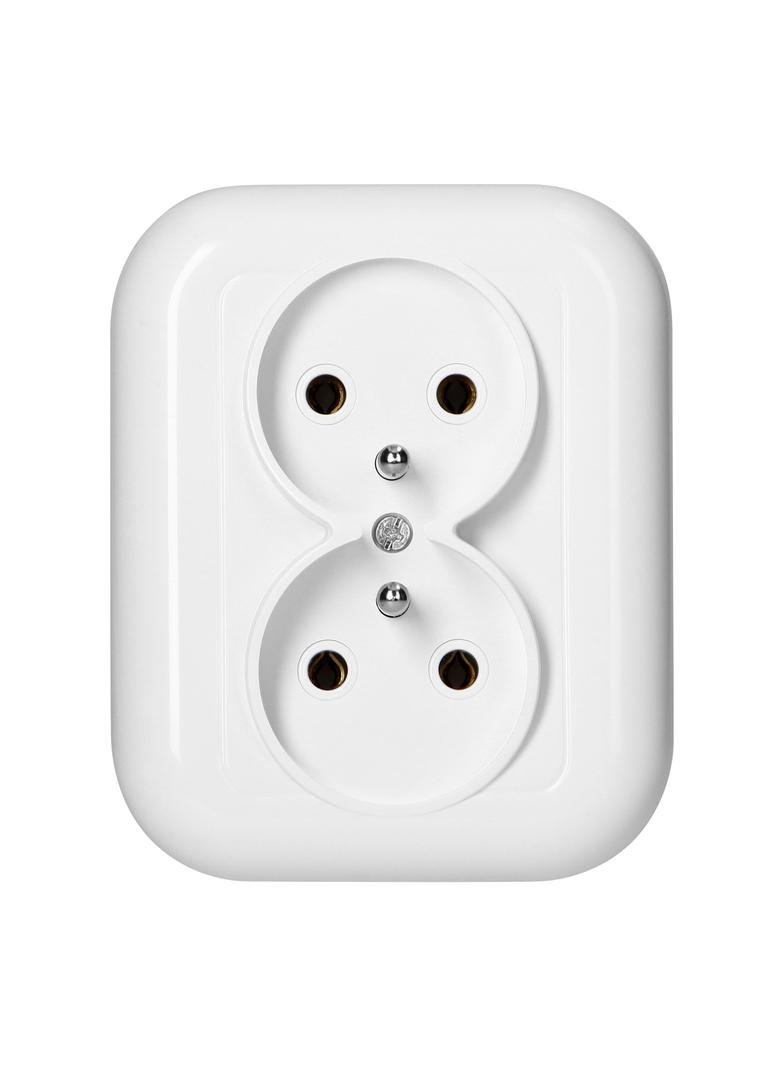 Gniazdo podwójne natynkowe 2x2p+Z 16A, 250V, FAN, biały
