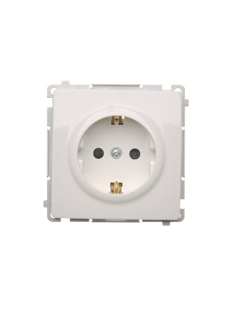 Simon Basic Gniazdo wtyczkowe z uziemieniem Schuko z przesłonami torów prądowych16A 250V zaciski śrubowe biały BMGSZ1Z.01/11 BMGSz1z.01/11 KONTAKT