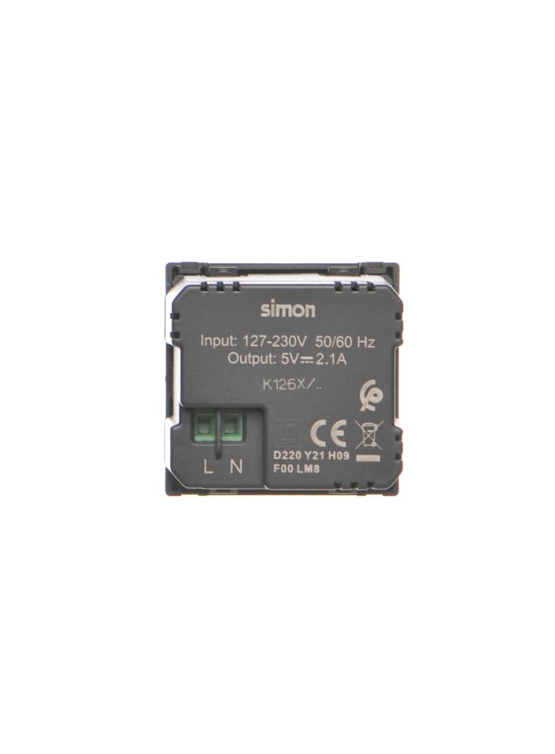 Simon Connect USB ładowarka K45 (45x45) gniazdo typ A 5V/21A szary grafit