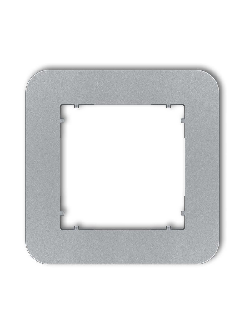 MINI Ramka uniwersalna pojedyncza zaokrąglona z tworzywa srebrny metalik