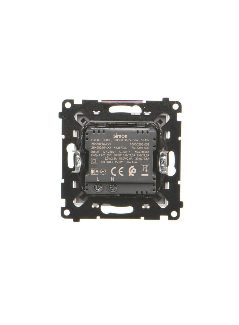 Simon 55 Ładowarka typ USB C+A 30W 230V jasnoszary mat TEC2CAQ.01/114 KONTAKT