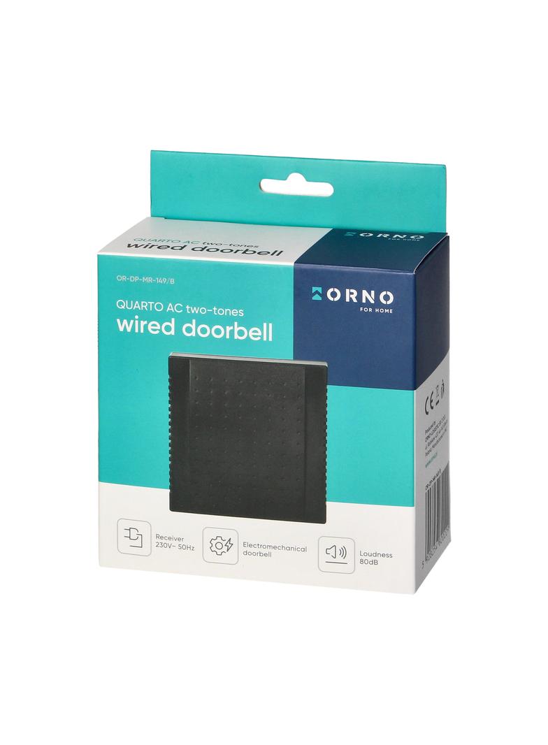 Dzwonek elektromechaniczny dwutonowy QUARTO AC 230V czarny OR-DP-MR-149/B ORNO