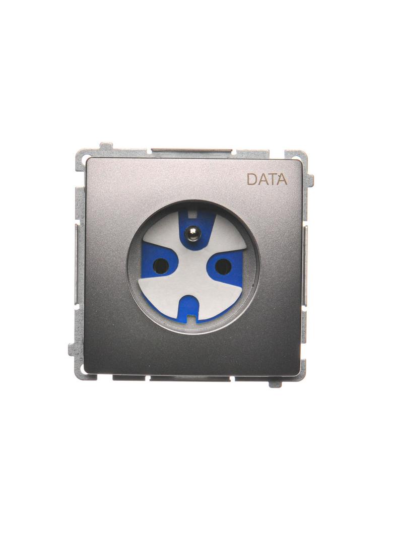 Simon Basic Gniazdo wtyczkowe DATA z uziemieniem i kluczem uprawniającym 16A 250V zaciski śrubowe stal inox BMGD1.01/21 KONTAKT