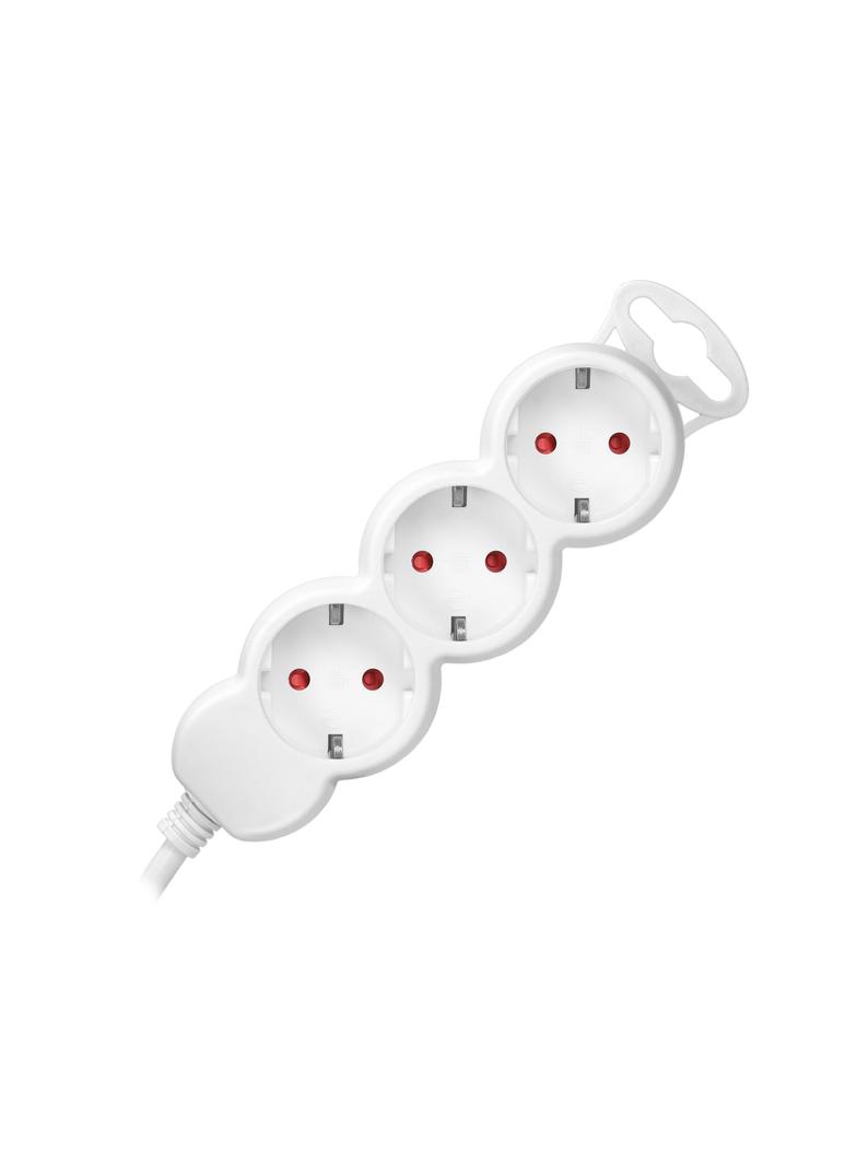 Przedłużacz 3-krotny 2P+Z (Schuko), 5m H05VV-F 3x1,5mm2, Imax=16A, płaska wtyczka, biały