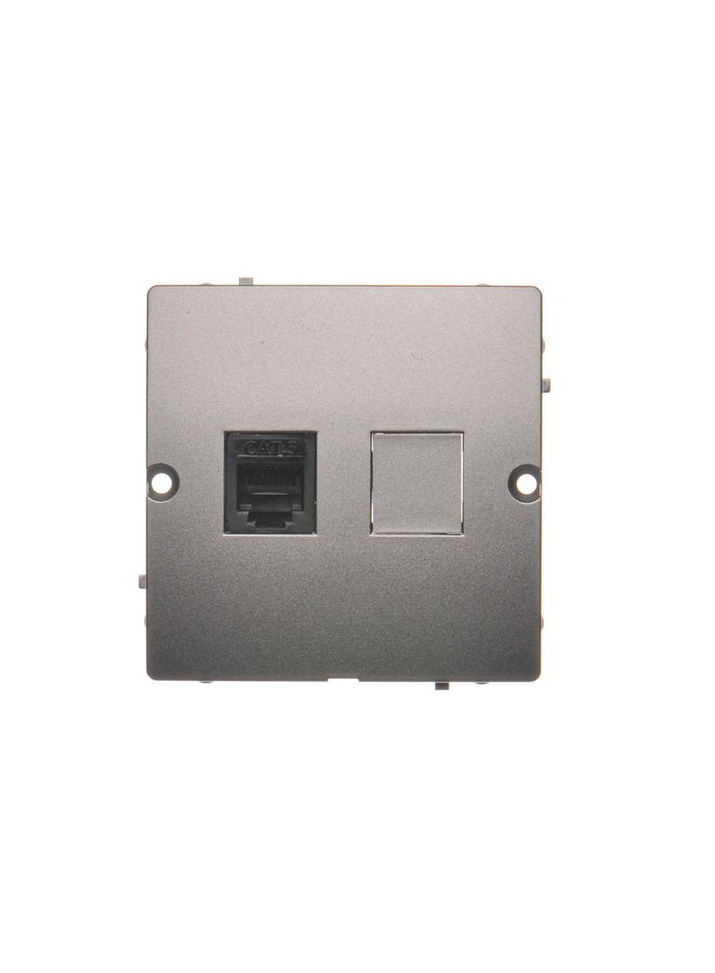 Simon Basic Gniazdo telefoniczne RJ12 . Montaż gniazda na wkręty do puszki stal inox BMT1.02/21 KONTAKT