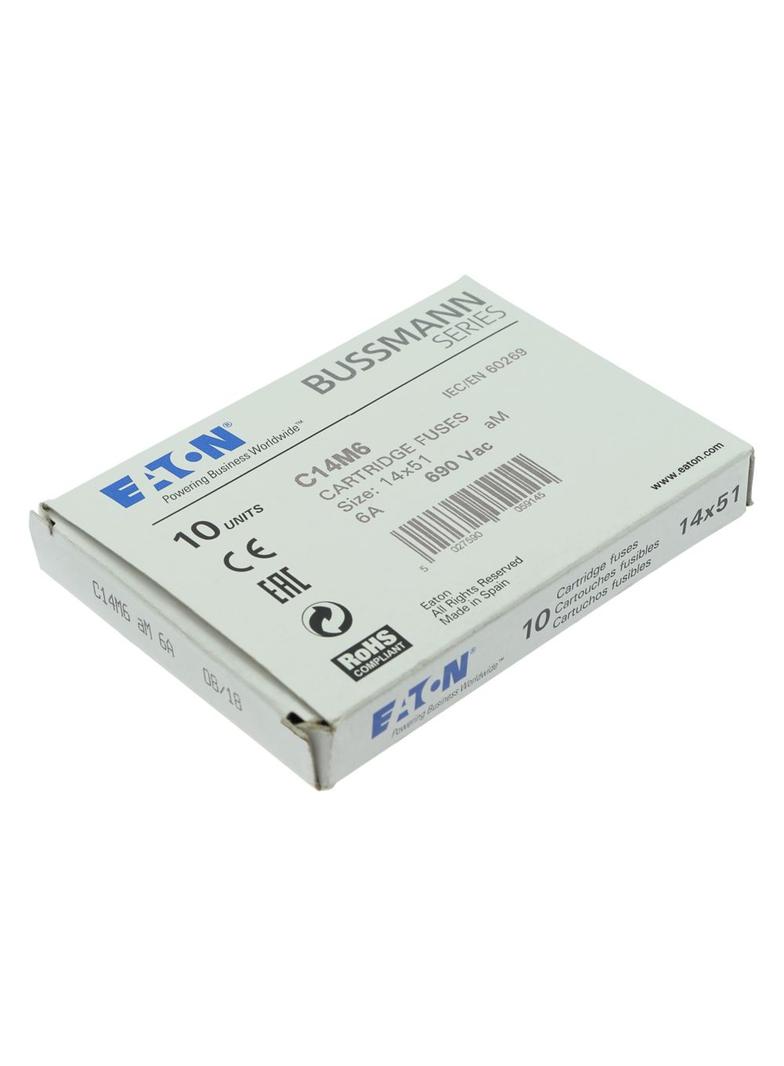 CYLINDRICAL FUSE 14 x 51 6A AM 690V AC Wkładka cylindryczna 14 x 51mm 6A AM 690V AC C14M6 EATON