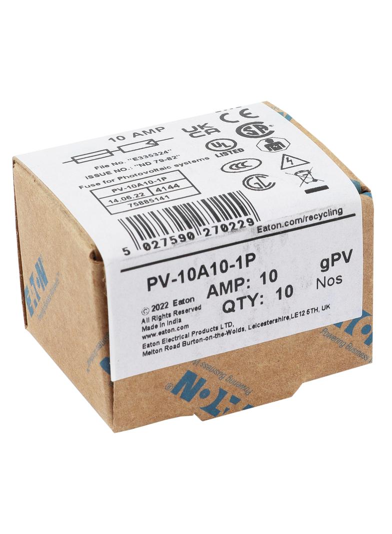 PV-10A10-1P Wkładka PV cylindryczna 10A 1000V DC PCB-1 10x38MM PV-10A10-1P EATON