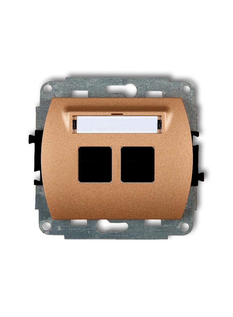 TREND Mechanizm gniazda multimedialnego podwójnego bez modułu (standard Keystone) złoty metalik