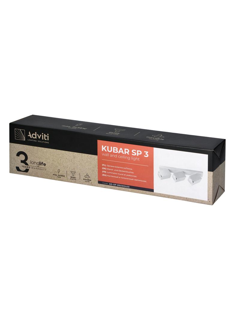 KUBAR SP 3, oprawa ścienno-sufitowa, GU10 max. 3x35W, IP20, biała AD-OP-6511WGU10 ORNO