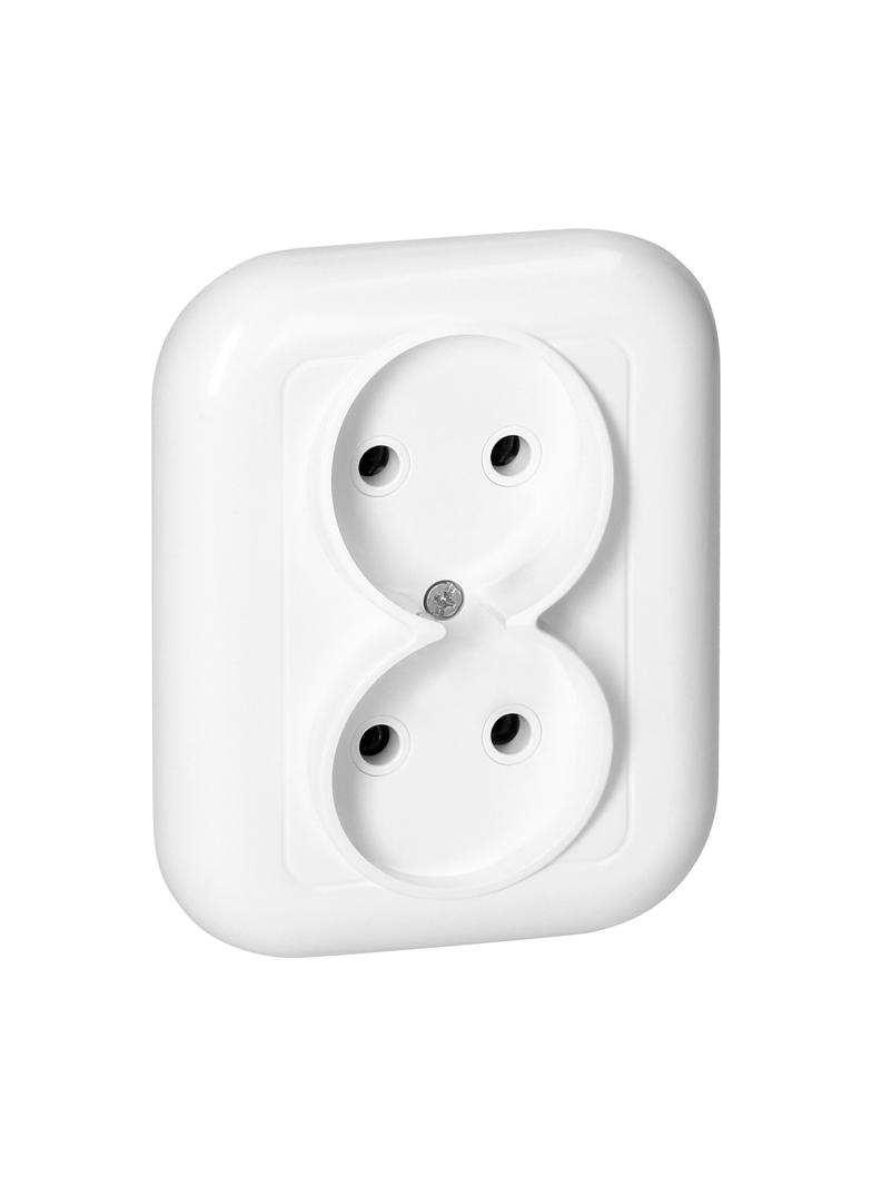 Gniazdo podwójne podtynkowe 2x2p 16A, 250V, FAN, biały