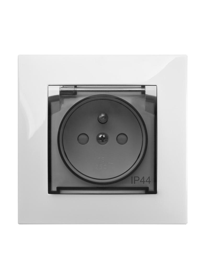 CARLA gniazdo 2P+Z IP44 z przesłonami torów prądowych białe