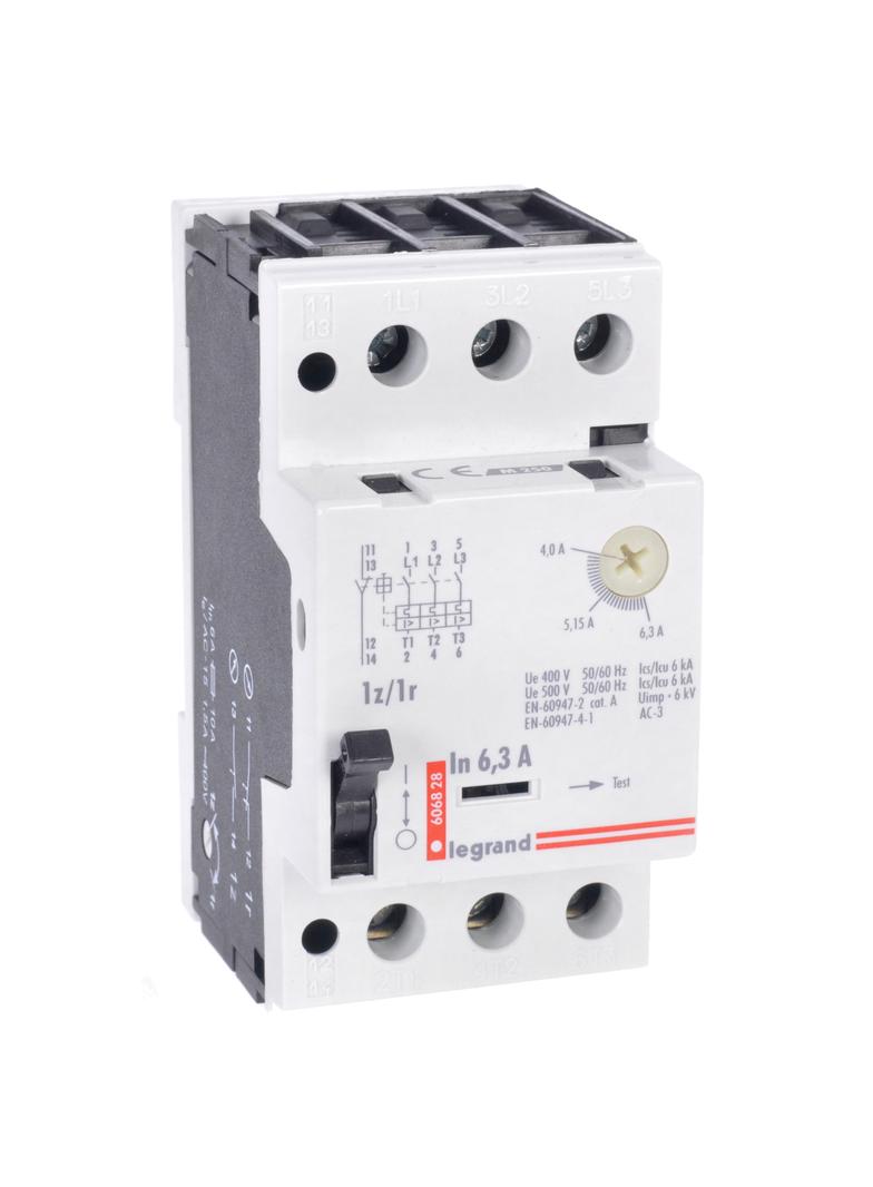 Wyłącznik Silnikowy 3P 2,5Kw 4-6,3A M 250 1R/1Z 6,3 606828 LEGRAND