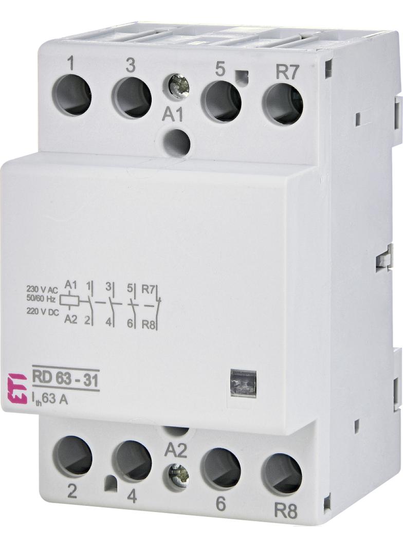 RD 63-31-230V AC/DC Stycznik modułowy 63A 3 styki zwierne i 1 rozwierny (3 mod. 4 bieg.)