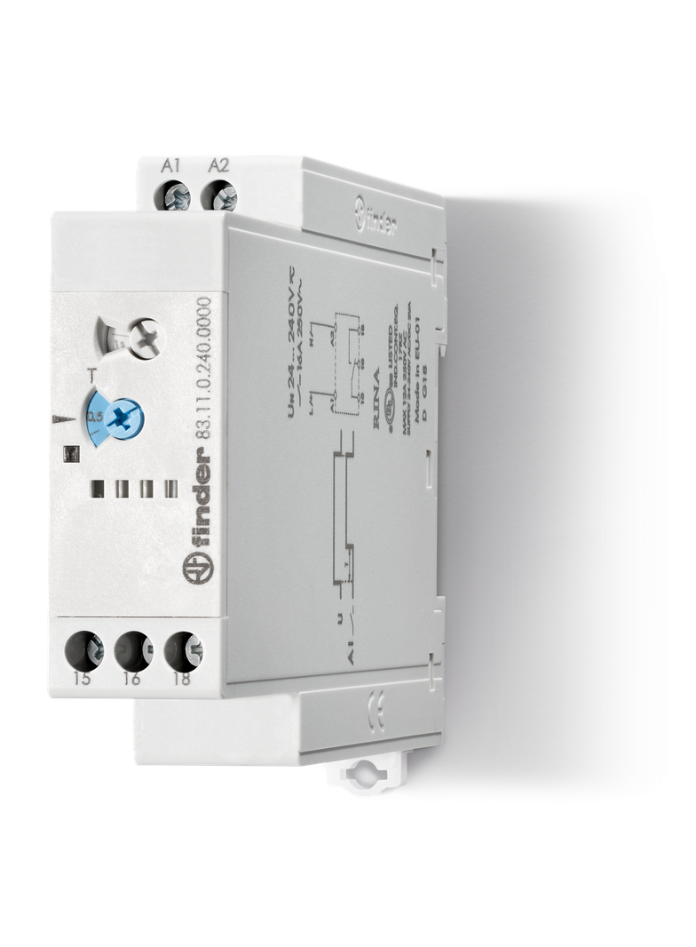 Przekaźnik czasowy modułowy serii 83: 1P 16A 24…240V AC/DC 83.11.0.240.0000 /5szt./ FINDER