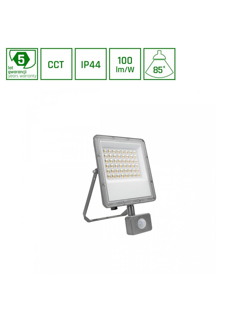 NOCTIS MAX CCT NAŚWIETLACZ 50W CCT 230V IP44 265x171x53mm SZARY CZUJNIK RUCHU 5 LAT GWARANCJI