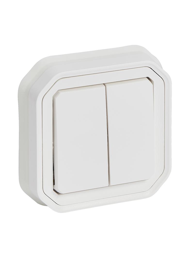 NOWE PLEXO - ŁĄCZ. PODWÓJNY/PRZY. PODWÓJNY KOMPLET PODTYNK. 10AX-250 V BIAŁY 069855L LEGRAND