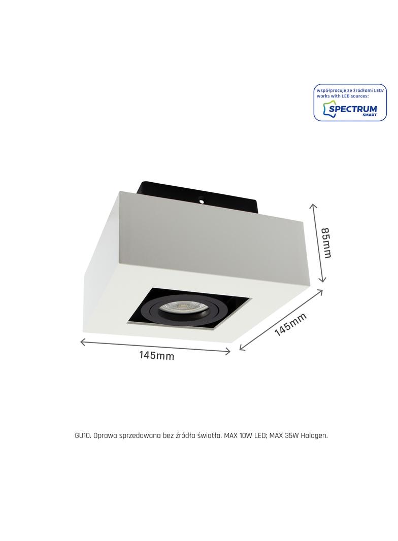 MIRORA GU10 NATYNKOWA GU10 250V IP20 145X145X85mm BIAŁY CZARNY kwadratowa ruchoma