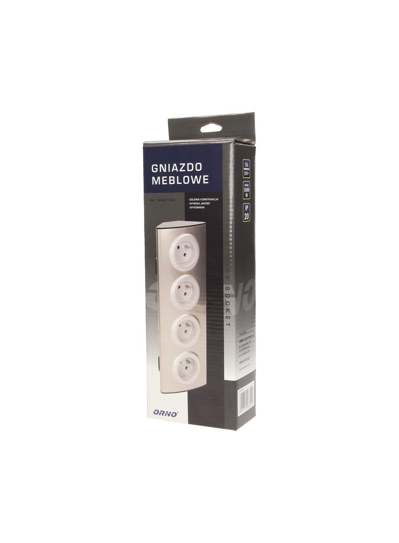 Gniazdo meblowe kuchenne 4x2P+Z, montaż na rzepy, INOX OR-AE-1340 ORNO