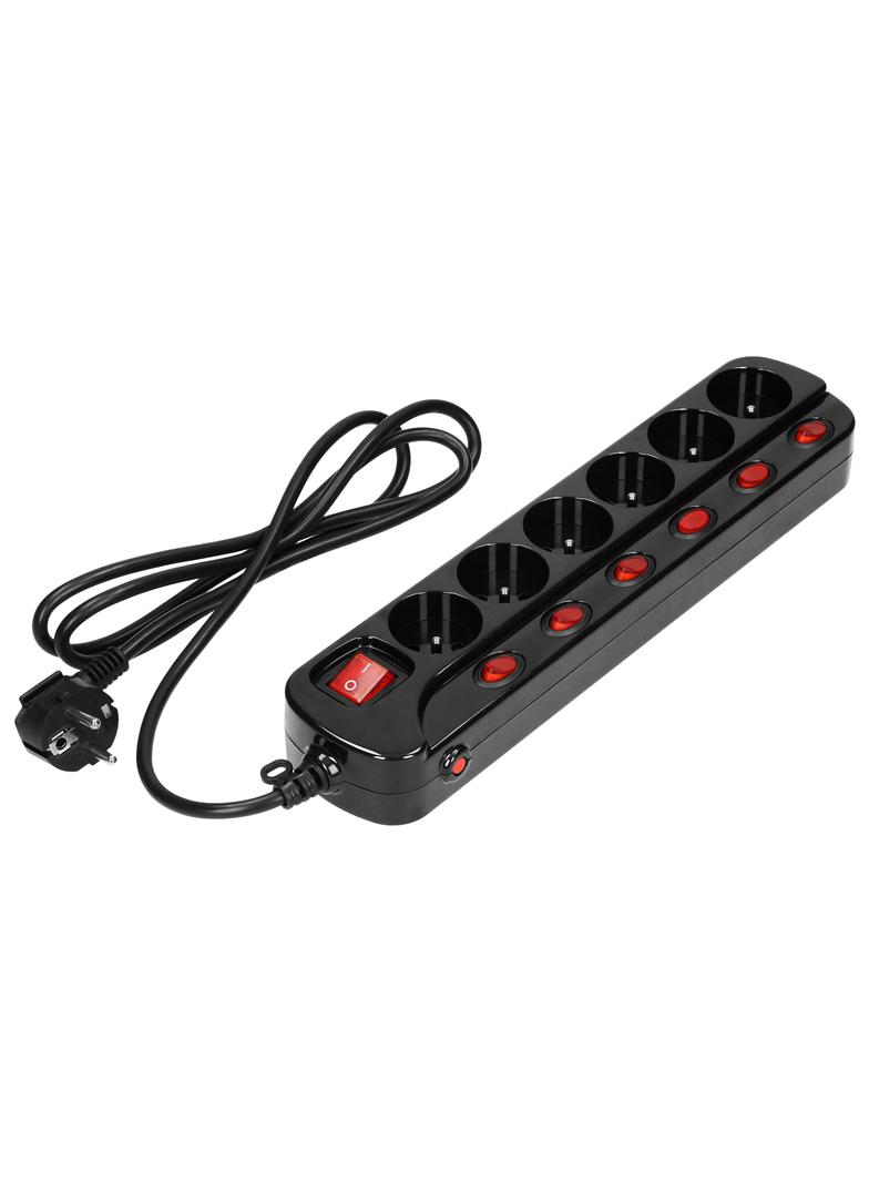 Listwa zasilająca Multiswitch czarna 6 gniazd z wyłącznikami 1,5m ORNO