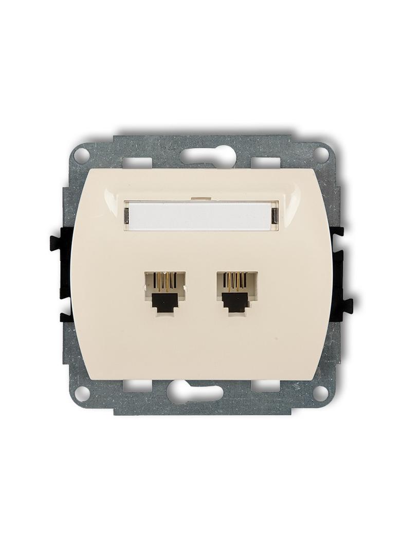 TREND Mechanizm gniazda telefonicznego podwójnego 2xRJ11, 4-stykowy beżowy