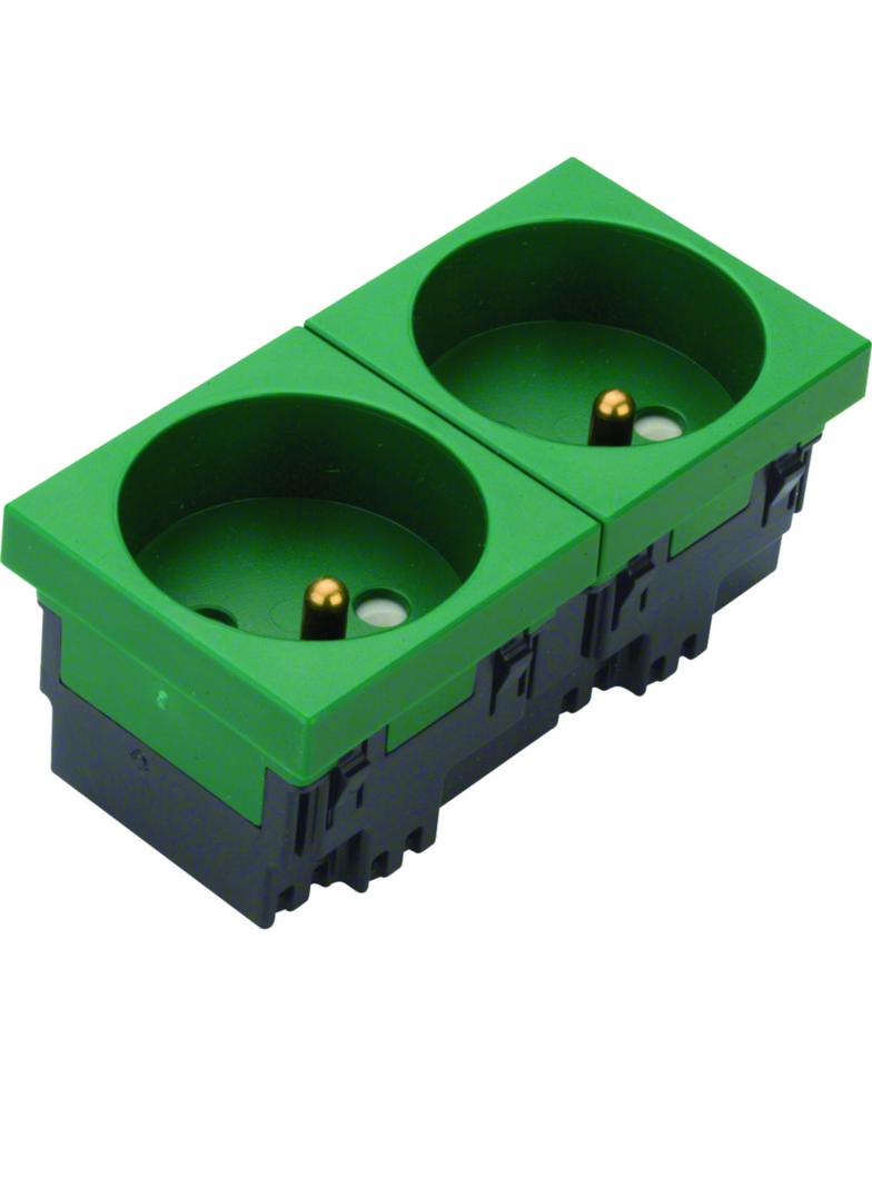 tehalit.GB-EG Gniazdo 2P+Z 33st 2-krotne 45x45mm bezhalogenowe zielone EER2336029 HAGER