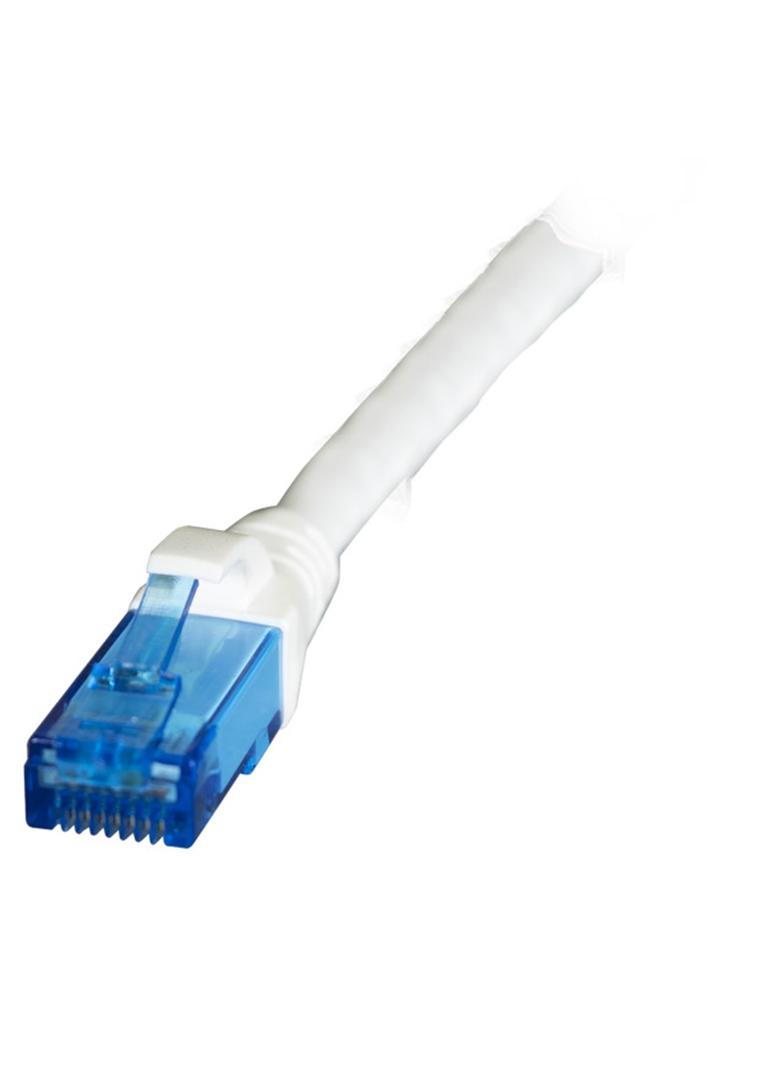 Patchcord RJ45 U/UTP kat. 6A LSZH Premium 500MHz biały 0,25m