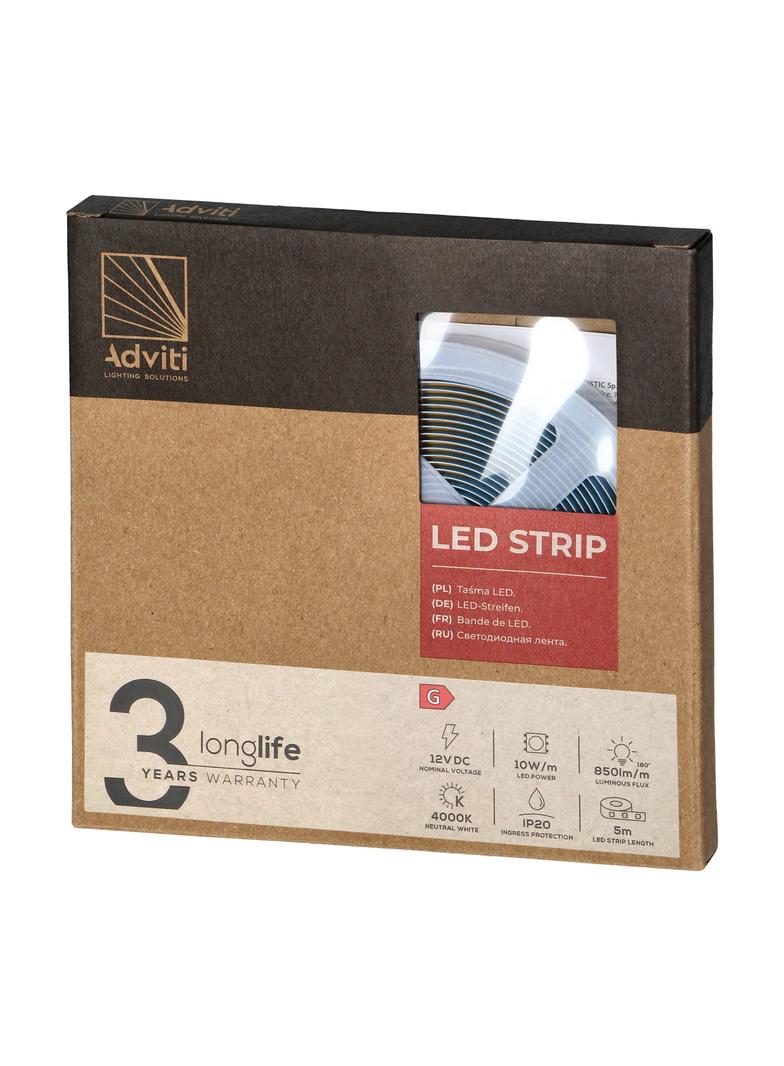 Taśma LED COB 12V 480L/m 10W/m IP20 4000K 5m