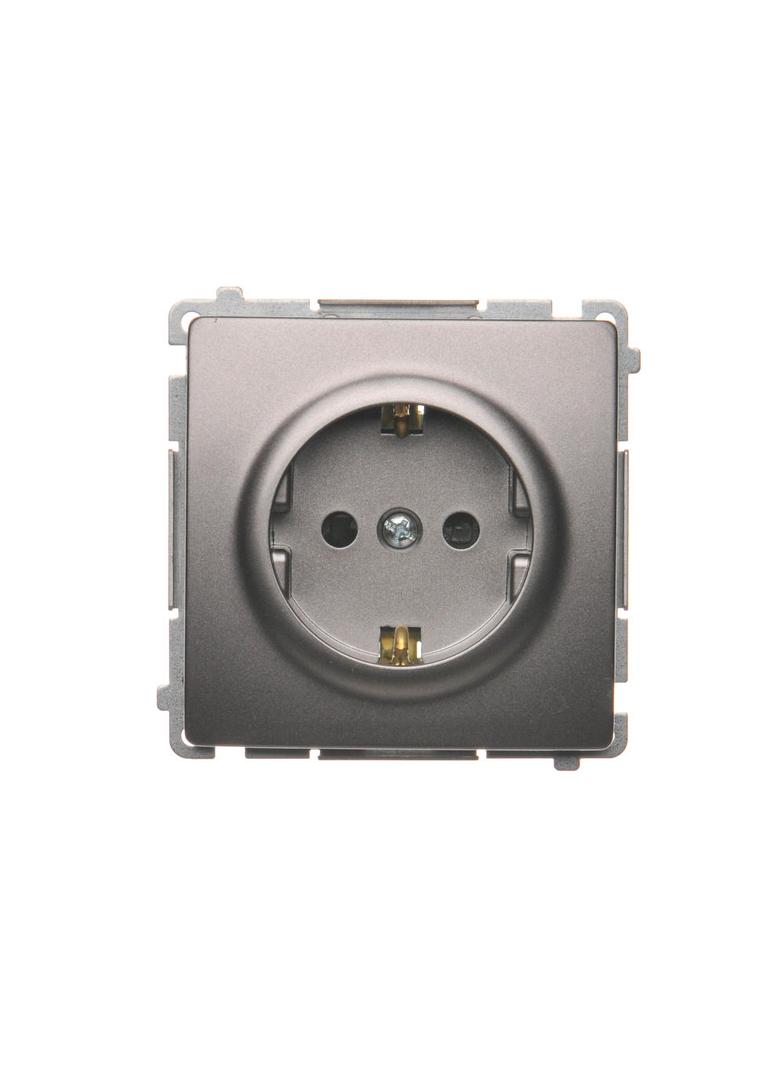 Simon Basic Gniazdo wtyczkowe z uziemieniem Schuko z przesłonami torów prądowych16A 250V zaciski śrubowe stal inox BMGSZ1Z.01/21 BMGSz1z.01/21 KONTAKT