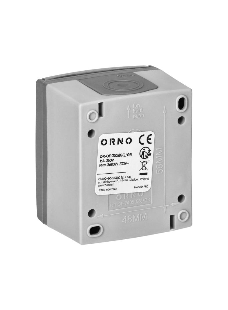 Gniazdo pojedyńcze 2P+Z Schuko AQUATIC PRO IP55, 16A, 230V AC, Szaro-Grafitowy OR-OE-7405(GS)/GR ORNO