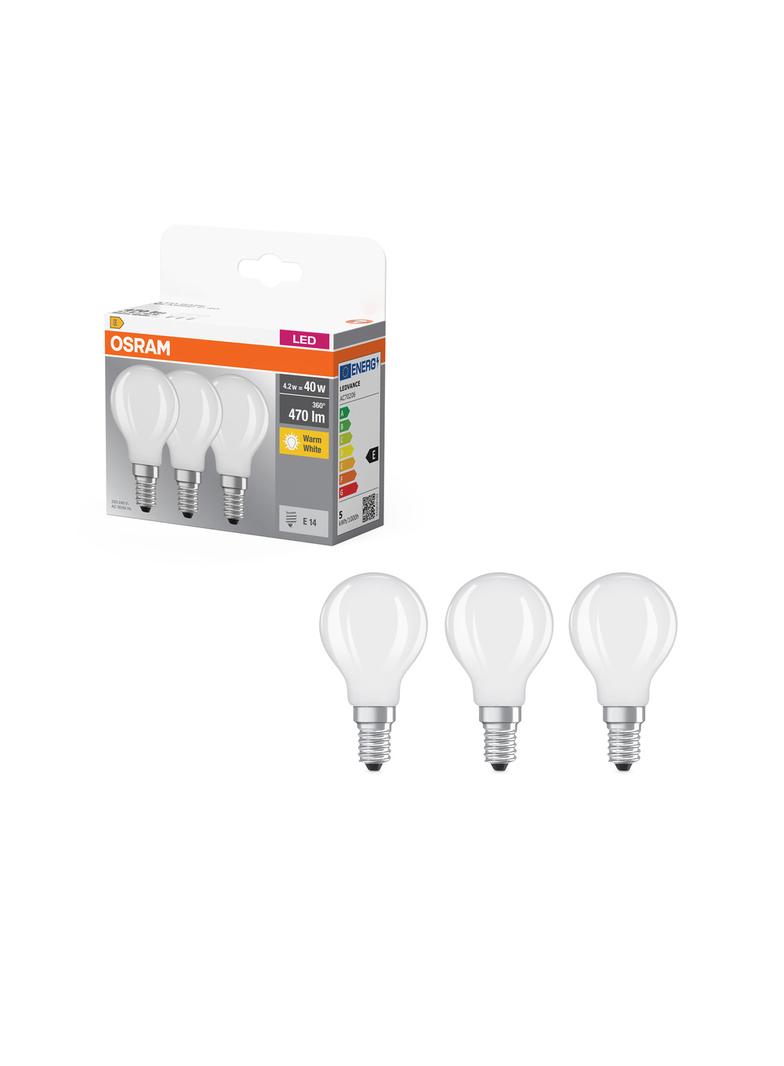 Lampa LED BASE Classic P40 4W/827 230V szkło matowe E14 FS3 OSRAM
