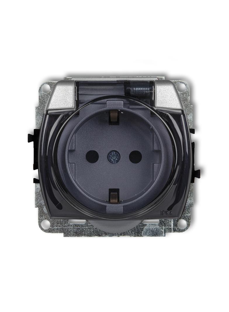 TREND Mechanizm gniazda bryzgoszczelnego z uziemieniem SCHUKO 2P+Z (klapka dymna, przesłony torów pr